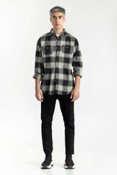 Black Checkered Button-Down Shirt 224-117-023